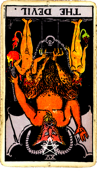 Tarot Card of the Devil up-side -down